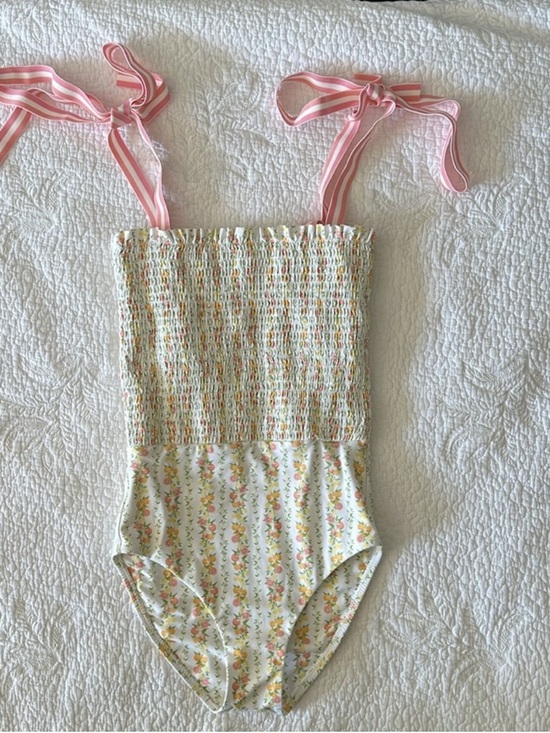 Minnow Other - Minnow Smocked Citrus Linear Swimsuit xs